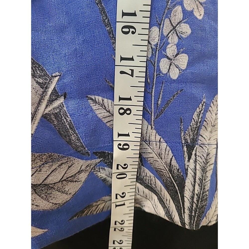 J Crew Blue White Floal Tropical Cap Sleeve Key Whole Back Round Neck Top Small - Picture 7 of 8